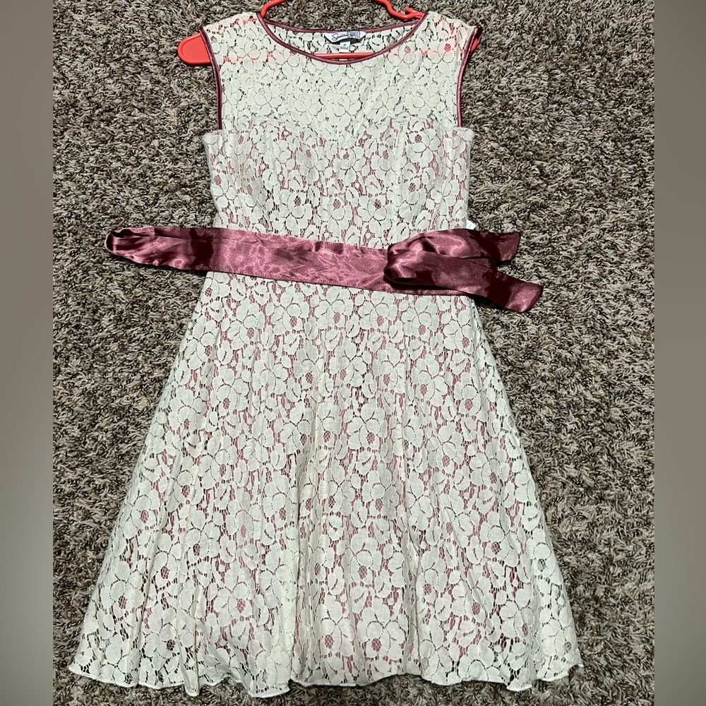 Speechless Lace Dress with Berry Colored Sash